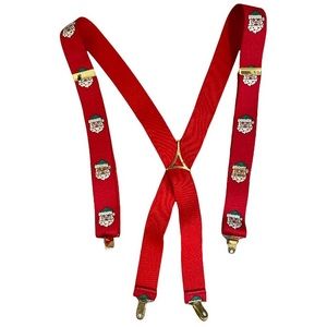 Vintage Santa Claus Christmas Red Clip On Suspenders CAS West Germany